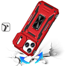 For iPhone 17 PRO Case Sliding Lens Cover with Metal Ring Stand + Tempered Glass