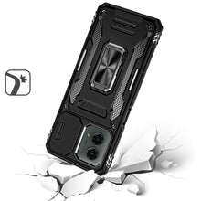 For Moto G 5G (2024) Case Slideing Lens Shockproof Ring Stand + Tempered Glass