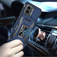 For Moto G 5G (2024) Case Slideing Lens Shockproof Ring Stand + Tempered Glass