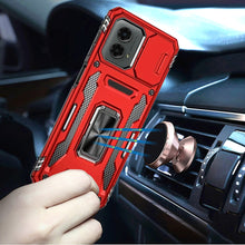 For Moto G 5G (2024) Case Slideing Lens Shockproof Ring Stand + Tempered Glass