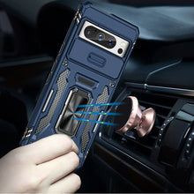 For Google Pixel 9 Pro XL 6.8 inch Case Sliding Lens Cover Shockproof Ringstand