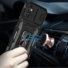 For Samsung A17 5G Case Sliding Lens with Magnetic Ring Stand + Tempered Glass
