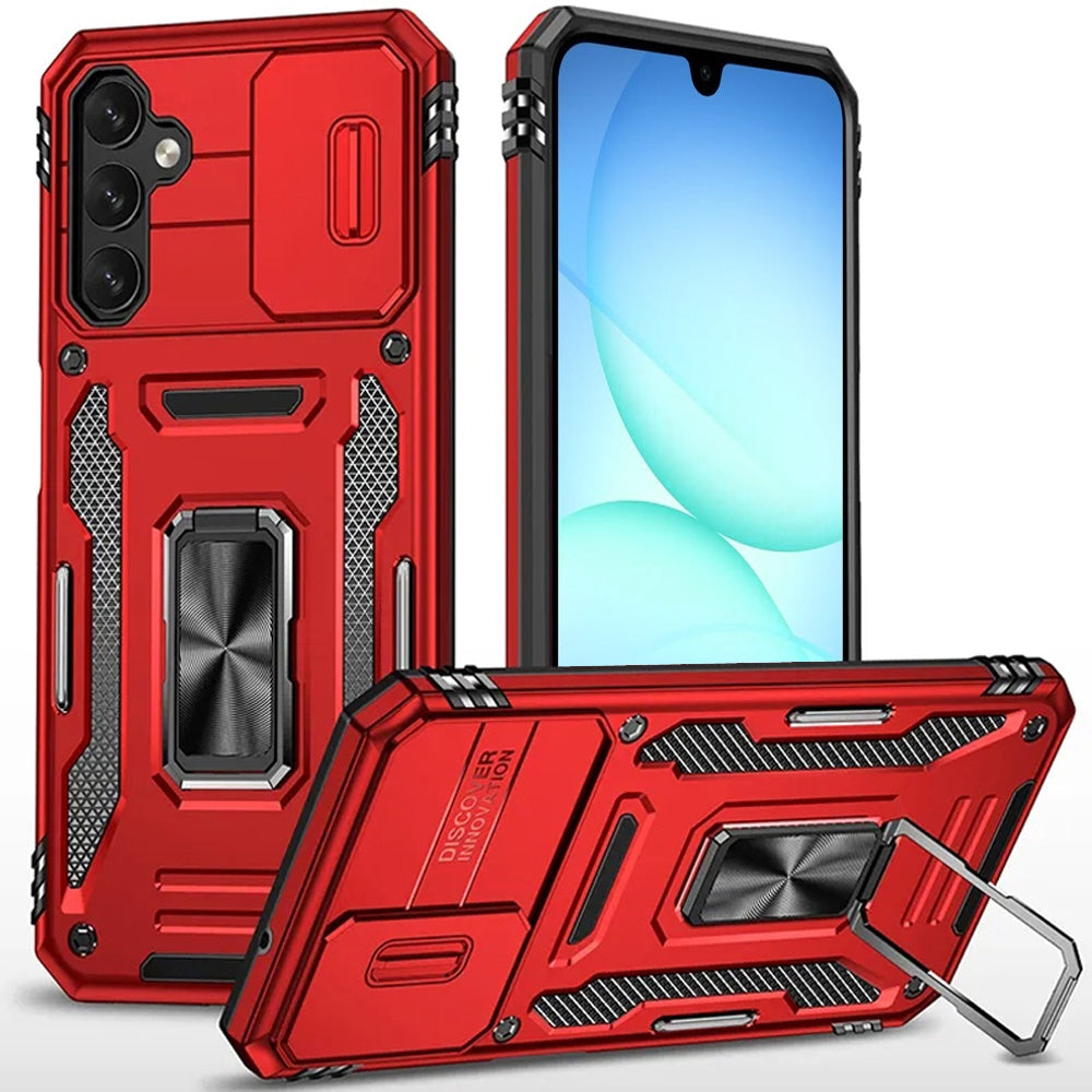 For Samsung A17 5G Case Sliding Lens with Magnetic Ring Stand + Tempered Glass