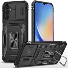 For Samsung A35 5G Case Sliding Lens Shockproof Cover Ringstand + Tempered Glass