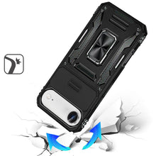 For iPhone Air Case Sliding Lens Cover with Metal Ring Stand + Tempered Glass