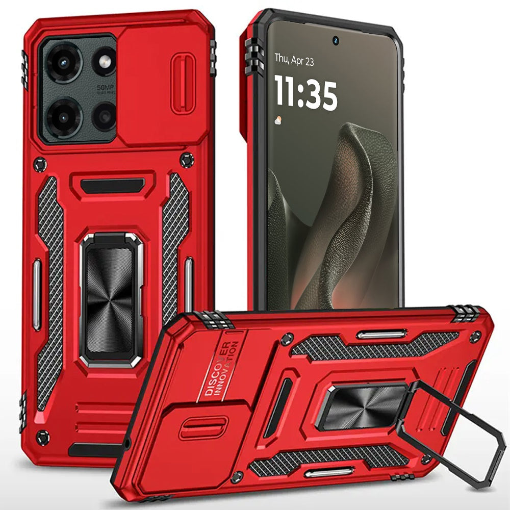 For Motorola Edge 2025 Case Sliding Lens Shockproof Cover w/ Magnetic Ring Stand