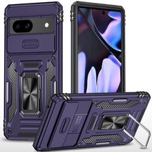 For Google Pixel 9a Case Sliding Lens with Magnetic Ring Stand + Tempered Glass