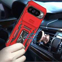 For Google Pixel 10/10 Pro Case Sliding Lens with Metal Stand + Tempered Glass