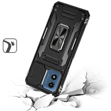 For Moto G Play 2024 Case Slideing Lens Shockproof Ring Stand + Tempered Glass