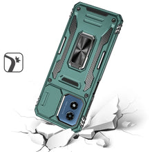 For Moto G Play 2024 Case Slideing Lens Shockproof Ring Stand + Tempered Glass