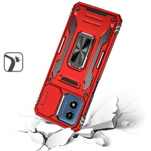 For Moto G Play 2024 Case Slideing Lens Shockproof Ring Stand + Tempered Glass