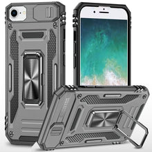 For iPhone 16e Case Sliiding Lens Cover Magnetic Ring Stand + Tempered Glass