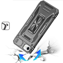 For iPhone 16e Case Sliiding Lens Cover Magnetic Ring Stand + Tempered Glass