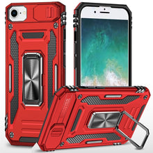 For iPhone 16e Case Sliiding Lens Cover Magnetic Ring Stand + Tempered Glass