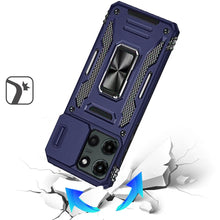 For Moto G Stylus 2025 Case Slideing Lens Shockproof Ring Stand + Tempered Glass