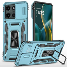 For Moto G Stylus 2025 Case Slideing Lens Shockproof Ring Stand + Tempered Glass