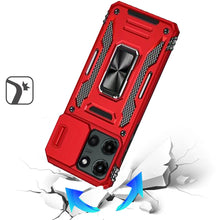 For Moto G Stylus 2025 Case Slideing Lens Shockproof Ring Stand + Tempered Glass