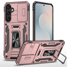 For Samsung S25 FE Case Sliding Lens with Magnetic Ring Stand + Tempered Glass