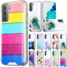 For iPhone 13 PRO Case Epoxy Fuzed Glitter Design Hybrid Protective Cover