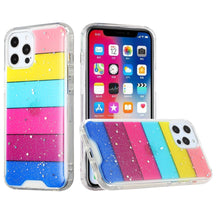 For iPhone 13 PRO Case Epoxy Fuzed Glitter Design Hybrid Protective Cover