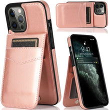 For iPhone 15 Case PU Leather with Card Slots and Stand Flap + 2 Tempered Glass