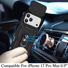 For iPhone 17 Pro Max Case Shockproof Ring Stand Lens Cover + Tempered Glass