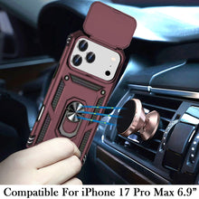 For iPhone 17 Pro Max Case Shockproof Ring Stand Lens Cover + Tempered Glass