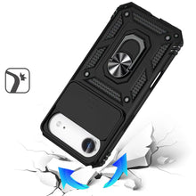 For iPhone Air Case Shockproof Metal Ring Stand w/ Lens Cover + Tempered Glass