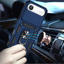 For iPhone Air Case Shockproof Metal Ring Stand w/ Lens Cover + Tempered Glass