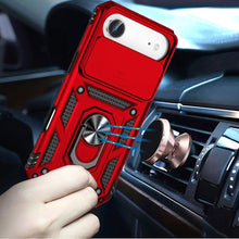 For iPhone Air Case Shockproof Metal Ring Stand w/ Lens Cover + Tempered Glass