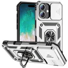 For iPhone 16 Plus 6.7in Case Shockproof Ringstand Lens Cover + Tempered Glass