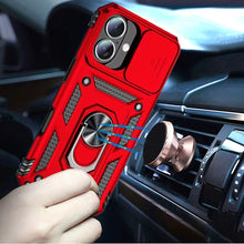 For iPhone 17 Case Shockproof Metal Ring Stand with Lens Cover + Tempered Glass