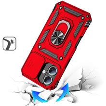 For iPhone 17 Case Shockproof Metal Ring Stand with Lens Cover + Tempered Glass