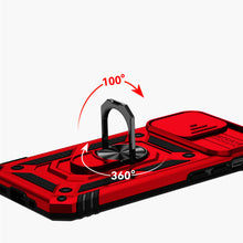For iPhone XR Case Shockproof Ring Stand with Camera Lens Cover + Tempered Glass