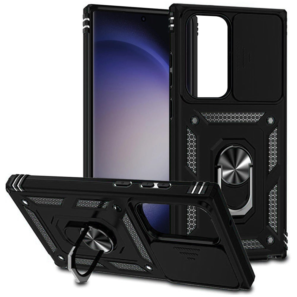 For Samsung Galaxy S24 Ultra Case Shockproof Magnet Ring Stand Camera Lens Cover
