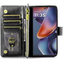 For Moto G 2025 Case Luxury Phone Wallet Card ID Zipper Holder + Tempered Glass