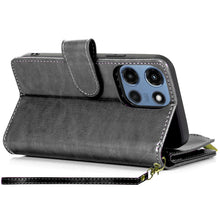 For Moto G 2025 Case Luxury Phone Wallet Card ID Zipper Holder + Tempered Glass