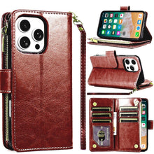 For iPhone 16 PRO MAX Case Luxury Phone Wallet ID Zipper Holder + Tempered Glass