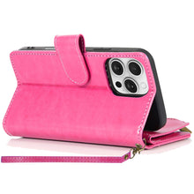 For iPhone 16 PRO MAX Case Luxury Phone Wallet ID Zipper Holder + Tempered Glass