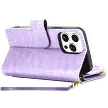 For iPhone 16 PRO MAX Case Luxury Phone Wallet ID Zipper Holder + Tempered Glass