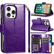 For iPhone 16 PRO MAX Case Luxury Phone Wallet ID Zipper Holder + Tempered Glass