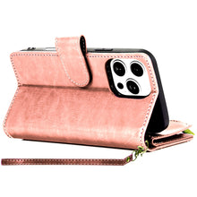 For iPhone 16 PRO MAX Case Luxury Phone Wallet ID Zipper Holder + Tempered Glass
