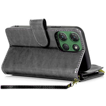 For Moto G Power 2025 Case Luxury Phone Wallet Zipper Holder + Tempered Glass