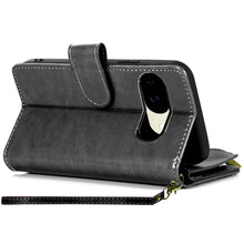 For Google Pixel 9a Case Luxury Phone Wallet Cover with Zipper + Tempered Glass