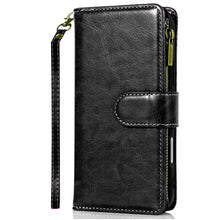 For iPhone 16 Plus 6.7in Case Luxury Phone Wallet Zipper Holder + Tempered Glass