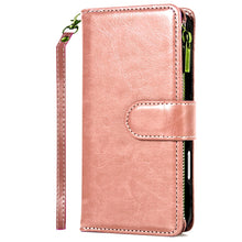 For iPhone 16 Plus 6.7in Case Luxury Phone Wallet Zipper Holder + Tempered Glass