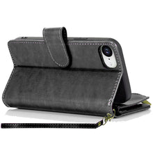 For iPhone 16e Case Luxury Wallet Card ID Zipper Money Holder + Tempered Glass