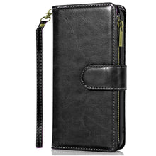 For iPhone 16e Case Luxury Wallet Card ID Zipper Money Holder + Tempered Glass