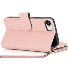 For iPhone 16e Case Luxury Wallet Card ID Zipper Money Holder + Tempered Glass