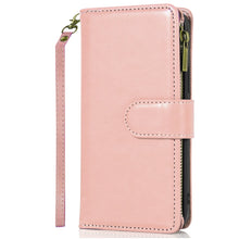 For iPhone 16e Case Luxury Wallet Card ID Zipper Money Holder + Tempered Glass